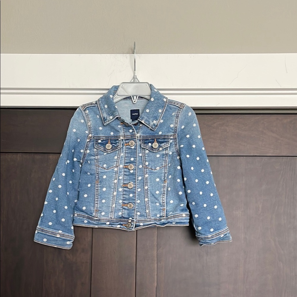 Baby Gap Girls Denim Polka Dot Jean Jacket Size 3 Years